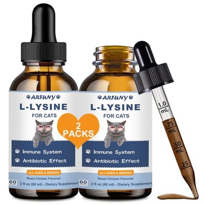 Lysine for Cats - 2 Packs Cat Lysine Drops - Sneezing Treatment, Nasal - Feli...