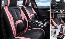 Seat Covers, Car Seat Covers Seats, Nappa Leather Seat Front A-Black&Pink