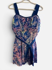 Swimdress Plus Size 3X Skirted Bodycon Built  In Bra Stretch Wide Strap Resort