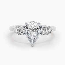 Diamond Pear Ring IGI Certified F VS1 2.34 Ct 3 Stone Lab created 18K White Gold