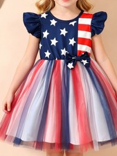 Children's Patriotic Star  Stripe Tulle Dress