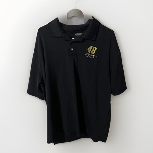 Nascar Jimmy Johnson Polo Shirt Adult Xtra Large Black 48 Racing Mens - 第 1/3 張圖片