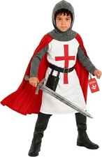 Kids Crusader Knight Costume S - XL Boys Medieval Lord Cape Tunic Halloween