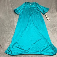 Vintage Deadstock Vanity Fair Lingerie Nightgown Teal Nylon L Sweep Made in USA