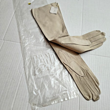 VTG 1950s Lord  Taylor Beige Suede Opera Gloves Long Made in France Sz 6.5