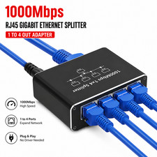 1000Mbps RJ45 Gigabit Ethernet Splitter 1 to 4 Port LAN Network  Adapter UK