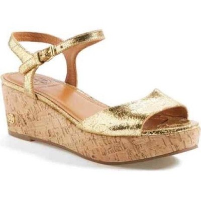Tory Burch Wedge Platform Sandals Size 8 Abena Gold Wedge Designer Resortwear