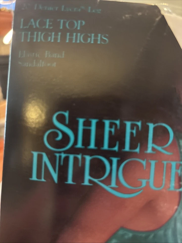 Vtg Sheer Intrigue Key Size A White Thigh High Lace Top Stockings Made For KMart - Image 2 of 4