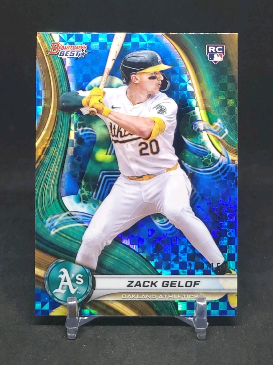 2024 Bowman's Best Zack Gelof Rookie RC Blue X-Fractor Refractor /150 #46 A's