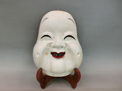 Japanische Retro Holz Noh Maske Okonomi Lucky Damen Gesicht Kagura Wagakura #2