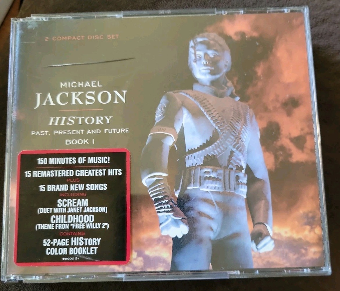 History by Michael Jackson (CD, 1995) 2 CDs and 52-page Book Broken Case