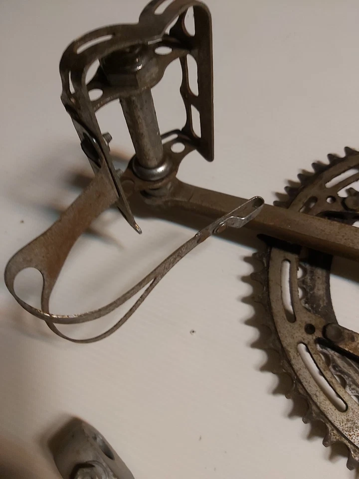 Guarnitura e Pedali Bici Corsa Vintage D'epoca x Bianchi Legnano Atala... - Immagine 3 di 4