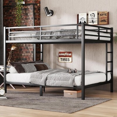 Metal Queen Bunk Bed Black Over Queen