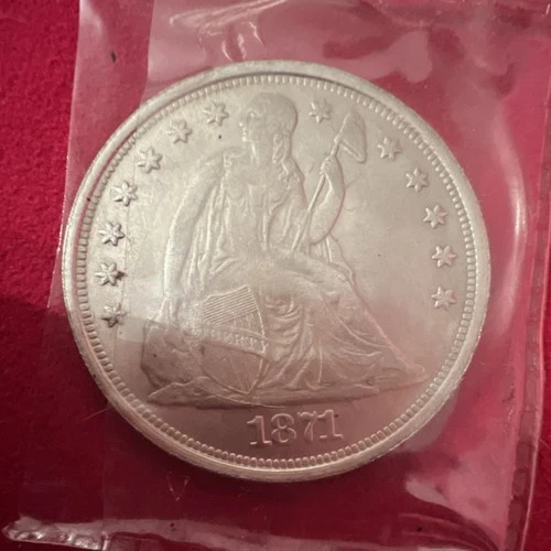 1871 Seated Liberty Dollar $1 Silver Coin United States 0.9 Fineness Uncertified