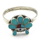 Southwest Sterling Sunface Coral Onyx Turquoise Inlay Jewelry Lot of 5 #S5568-5 — photo 8