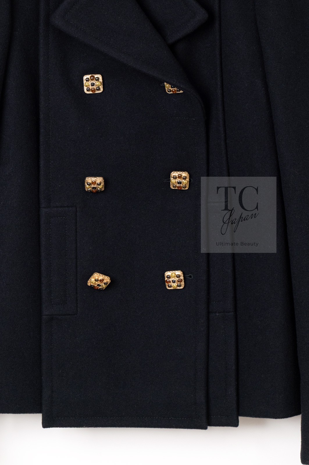CHANEL 11PF Black Wool Gripoix Buttons Double Jacket Coat Karl Lagerfeld 36 US4 image 4