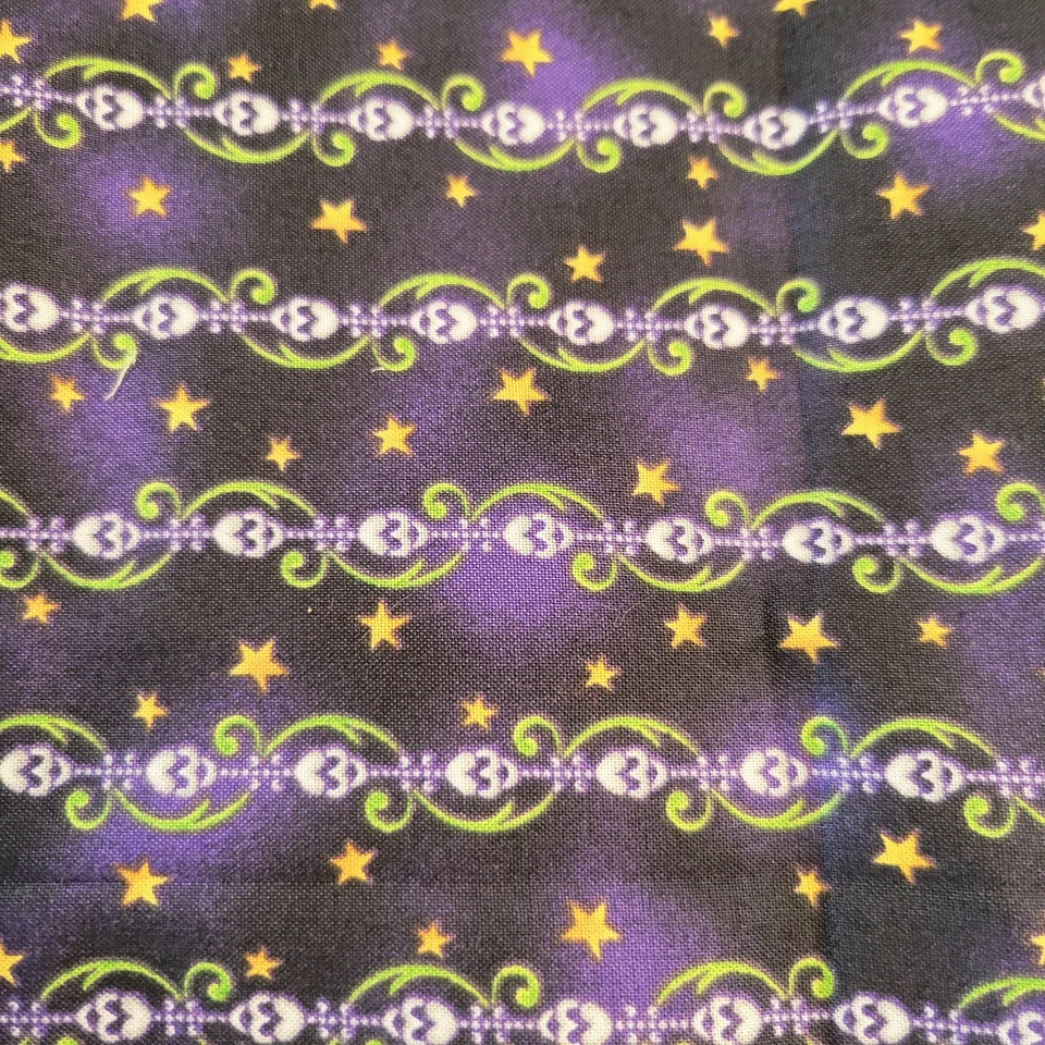 Cotton Fabric Lot 5 Pcs Halloween Dance Witch Potion Star 18x23–16x27" Scraps - Image 2 of 4