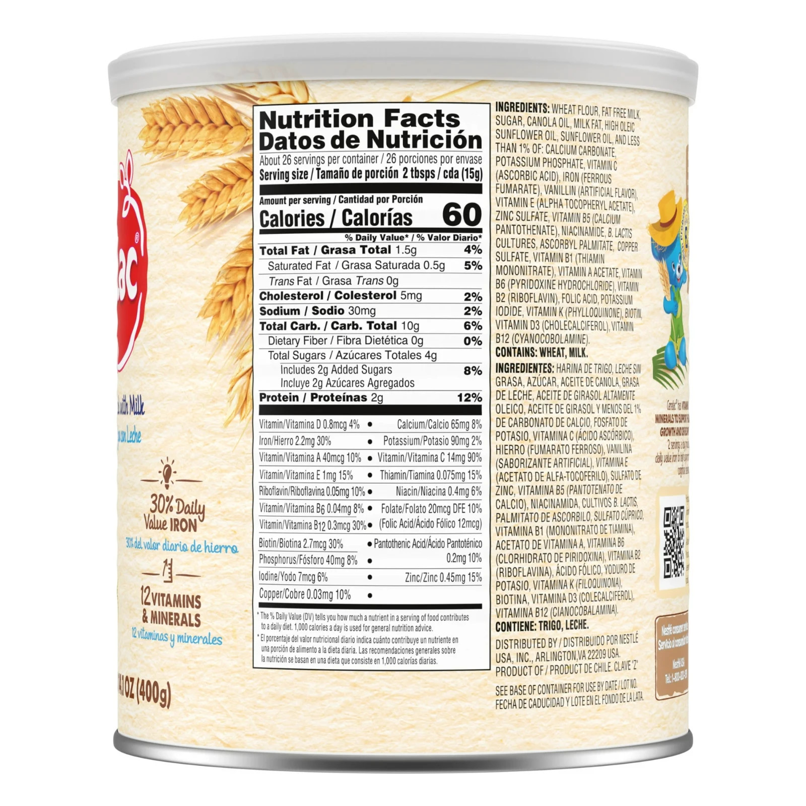 Nestle Cerelac Baby Cereal Wheat with Milk, 14oz, Essential Vitamins & Minerals