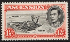 Ascension 1938 - SG 40b, 1½d, perf 13 - The Pier - King George VI - MLH