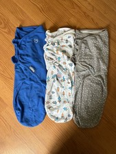 SwaddleMe Swaddle 3-6 Months Blue Gray White Rocket Pattern Baby Sleeping Bag