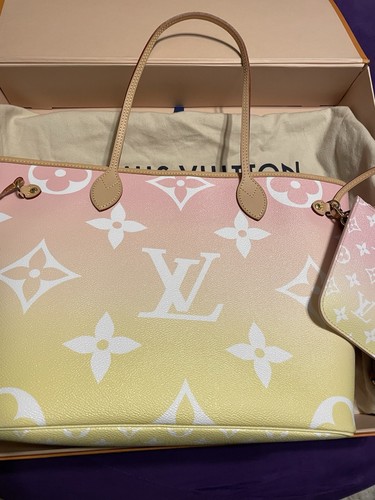 LOUIS VUITTON BY THE POOL NEVERFULL MM PINK & REMOVABLE POUCH GIANT MONOGRAM BAG