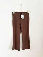BNWT H M Brown High Waist Straight Leg Crop Trousers Size M
