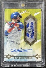 KYLE SCHWARBER 2020 TOPPS DIAMOND ICONS AUTO GU JUMBO PATCH GOLD LOGO TAG 1/1