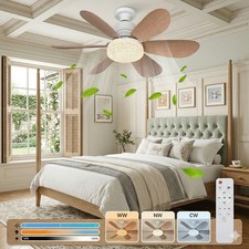 LED Ceiling Fan Light Dimmable Livingroom Bedroom Chandelier Lamp With Remote