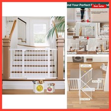 Baby Gate for Stairs 30-48 Inch Auto Close Pet Dog Gate Indoor White Metal Walk