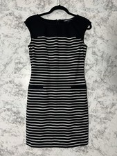 American Living By Ralph Lauren Women's Striped Black White Sleeveless Dress 6