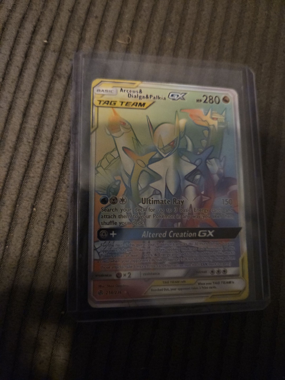 Pokemon Arceus & Dialga & Palkia GX Tag Cosmic Eclipse 156/236 Holo