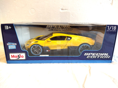 Maisto Bugatti Divo Special Edition Yellow & Black 1:18 Scale Diecast New!