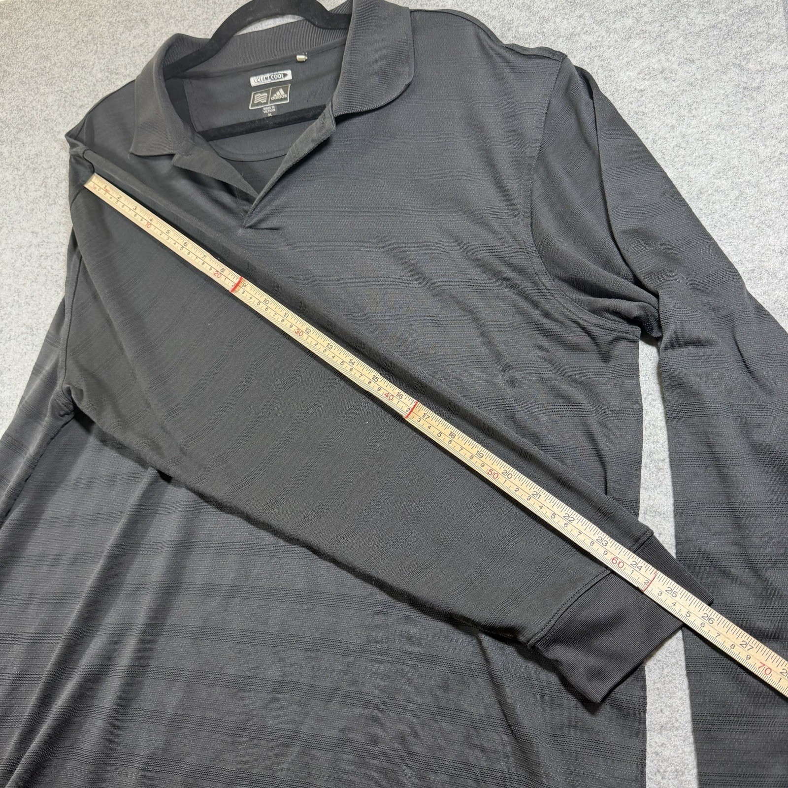 Adidas ClimaCool Polo Shirt Men XL Black Long Sleeve Stretch Golf Wicking VTG 07 thumbnail 9