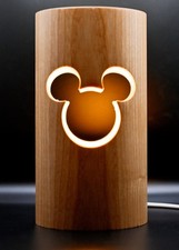 Disney Parks Wooden Mickey Lamp   LED Glow   Neutral Decor   Displayed Only