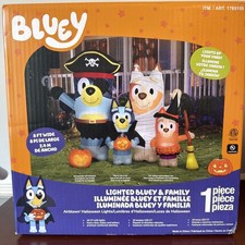 8ft Wide Bluey Family Halloween Inflatable with LED Lights, Outdoor Decor NEW
