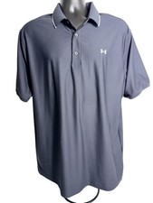 Under Armour HeatGear Polo Shirt Mens XL Gray Golf Performance Short Sleeve