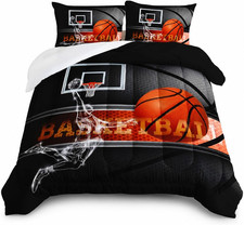 3D Basketball Comforter Set Full Size, Sport Basketball Player Bedding Set for B