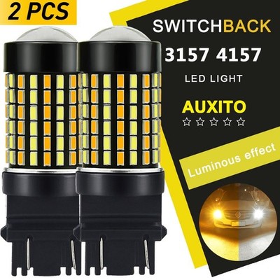 2x AUXITO 3157 3057 4157NA White Amber Switchback LED Turn Signal Light Bulb K