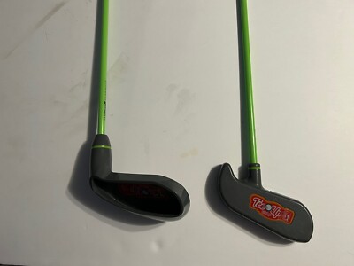 PGA Tour Tee-Up Kids Putter Golf Clubs Set Of 2 Green Clubs Large Right Handed