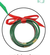 Christmas Bangles Bracelets Set for Women Girls Glitter Filled Jelly silicone
