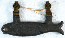 Antique Lead Fish Trolley Weight with Brass Pulley Rig Fishing Sinker — listing 2