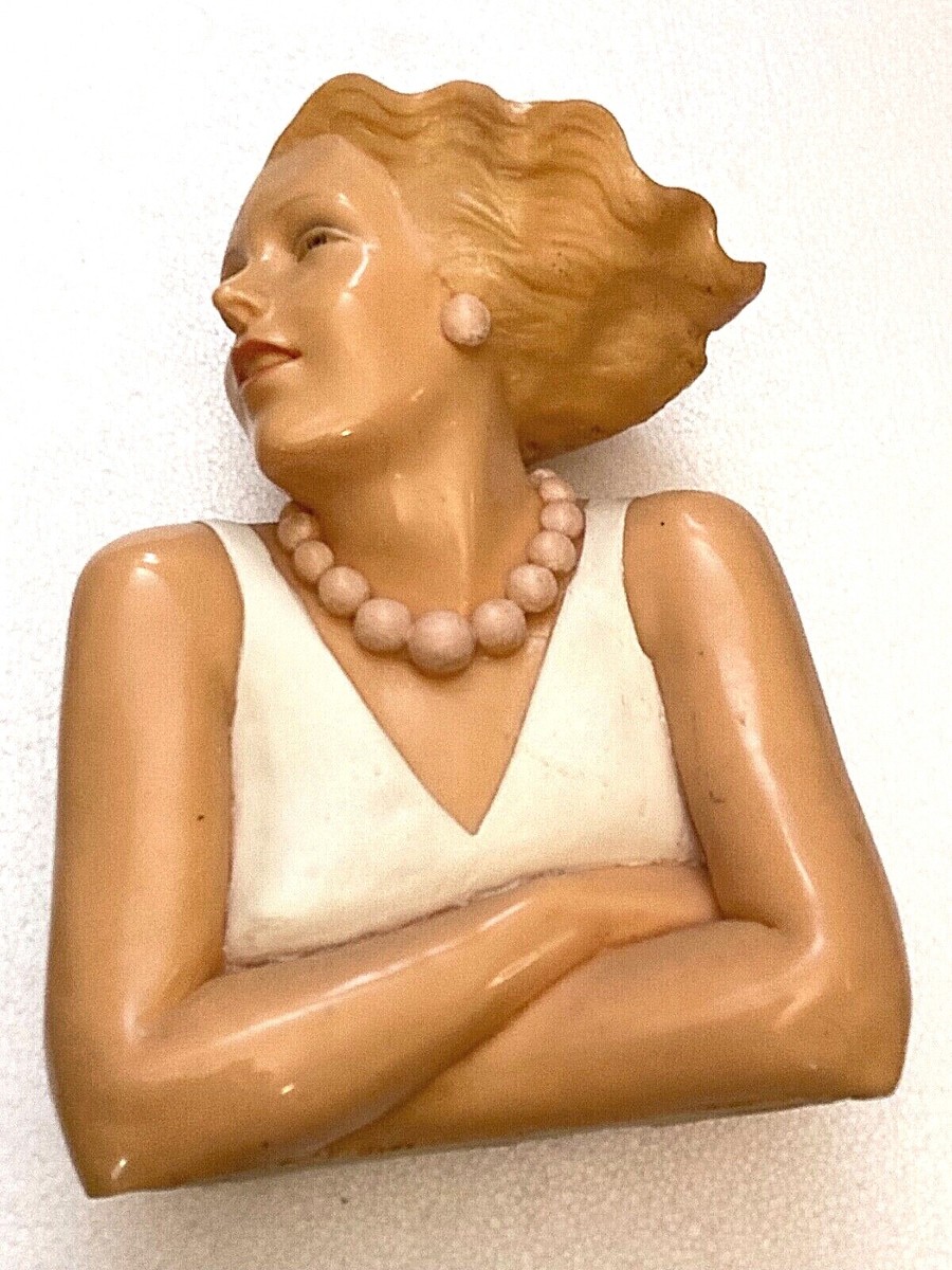 ブロンズ女神像フランクミント　作者：Emily Kaufman 高名な女性彫作家 Emily Kaufman Vintage Art Deco Style Female Figure Portrait