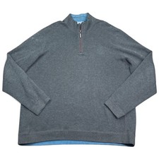 Tommy Bahama Reversible 1/4 Zip Sweater Mens Size 2XL XXL Gray Light Blue