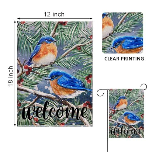 Covido Winter-Gartenflagge – Doppelseitig, 30,5 X 45,7 Cm, Mit Blaumeisen & Schneehaus, Wetterfest