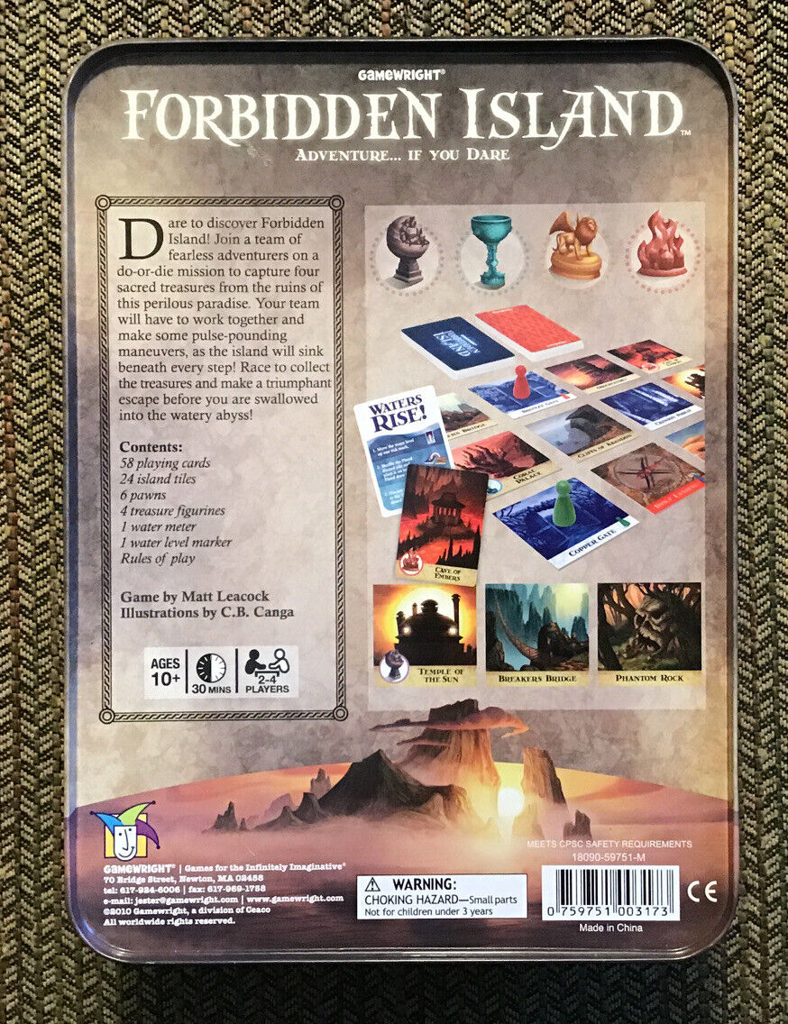 Forbidden Island Board Game Gamewright Adventure If You Dare 2-4 Players