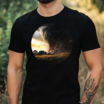 T-Shirt Herren Tornado Landschaft Motiv Baumwolle Größe XS bis 5XL