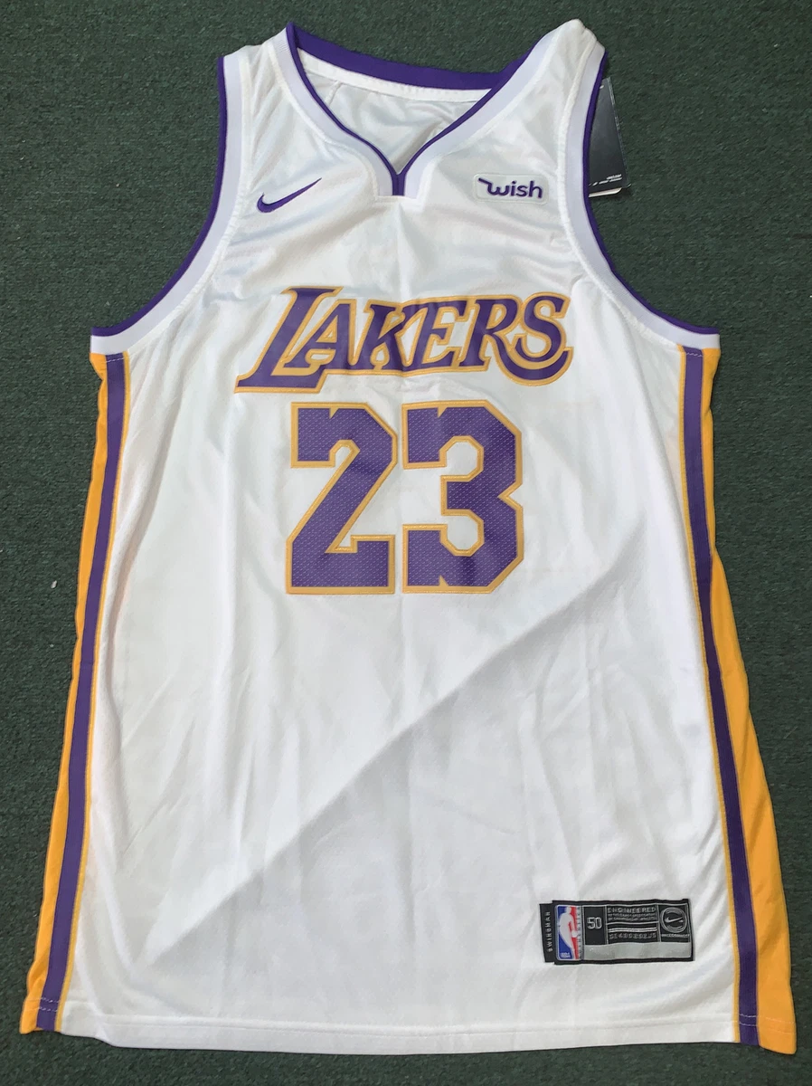 Nike Lebron James Lakers White Swingman Jersey Size 50 Wish logo NBA