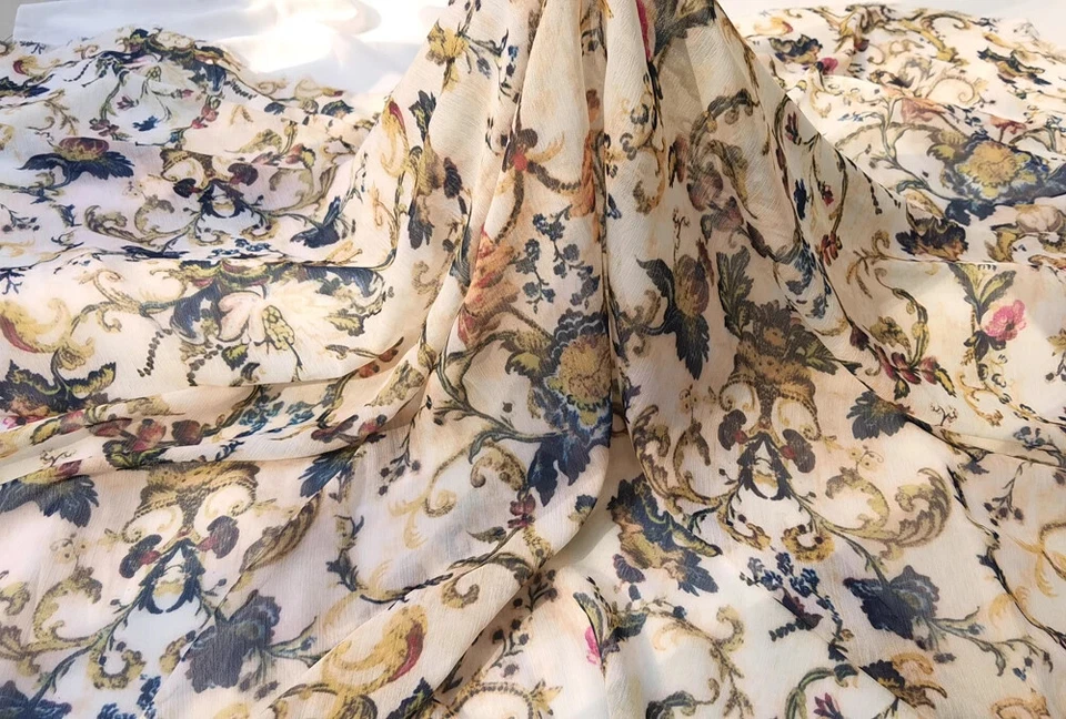 Tela de gasa con impresión digital de 58"" de ancho por yarda de colección crepé de gasa arrugada Foto 2 de 4