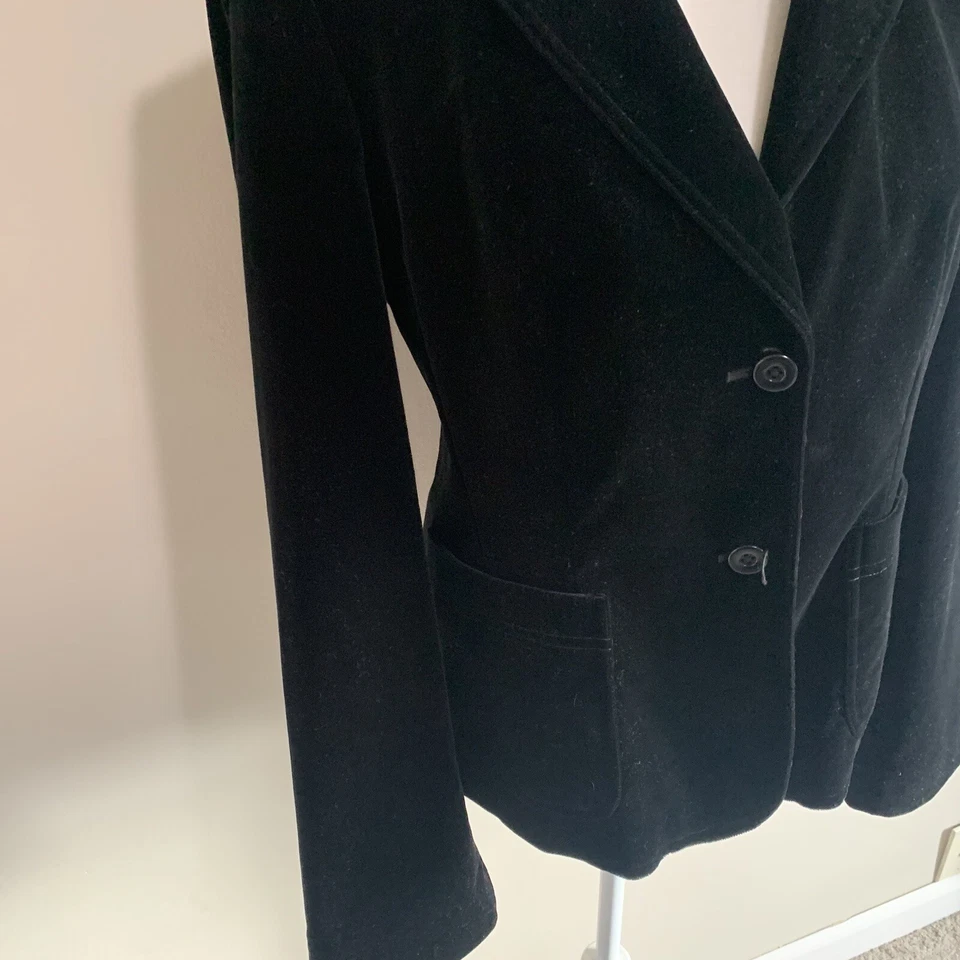 Blazer de terciopelo negro vintage Saks Fifth Avenue para mujer talla 10 Foto 3 de 4