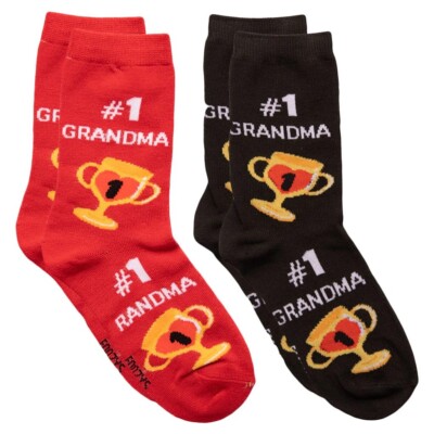 Grandma #1 Mom Ma Grandmother Parent Mammy Momma Foozys Socks Women's 2 Pairs